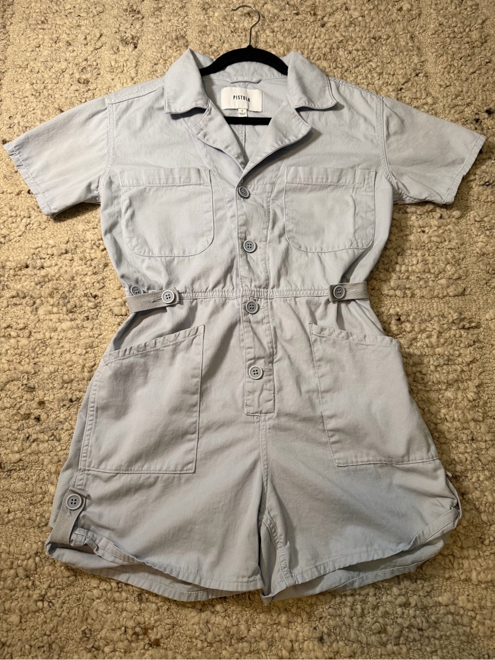 pistola Light blue Short-Sleeve Utility Romper